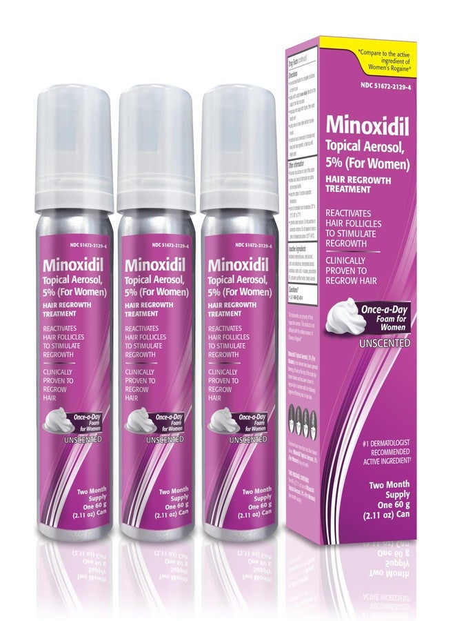 Taro Minoxidil Topical Aerosol Foam, 5%, Hair Regrowth Treatment for Women, 2.11 oz Reactivates Hair Follicles to Stimulate Hair Regrowth - 6 Months Supply - Image 1
